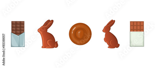 Chocolate icon set, cartoon style