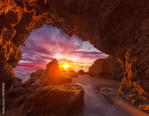 Los Angeles Sea Cave Sunset