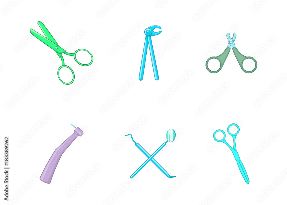 Medical tools icon set, cartoon style Medical tools icon set, cartoon style