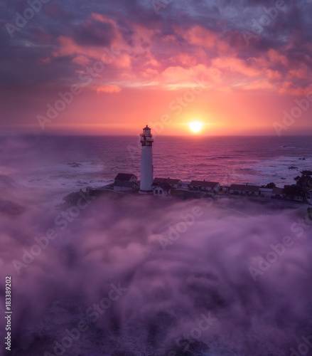 California Lighthouse & Fog sunset © Nicholas