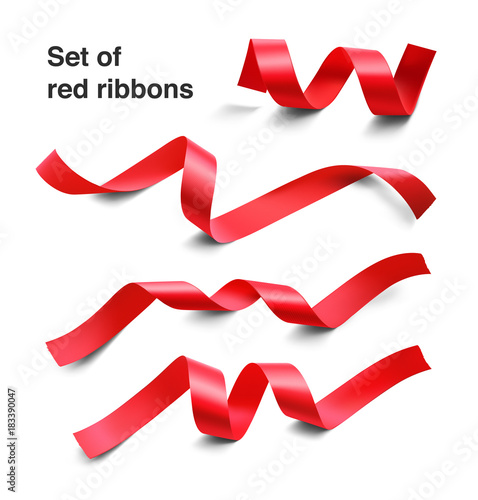 Obraz na płótnie Set of red ribbons on white background