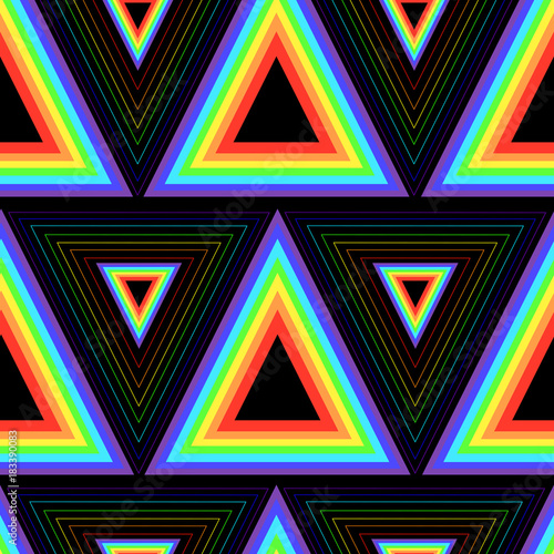 Color rainbow triangles seamless pattern.