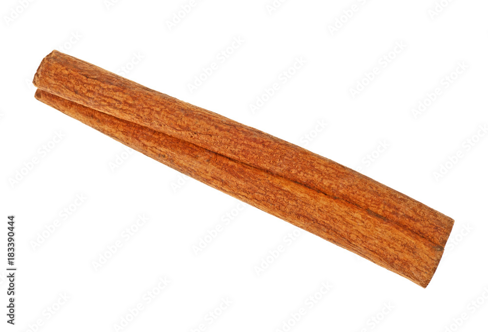 Single cinnamon stick isolated on white background Single cinnamon stick isolated on white background
