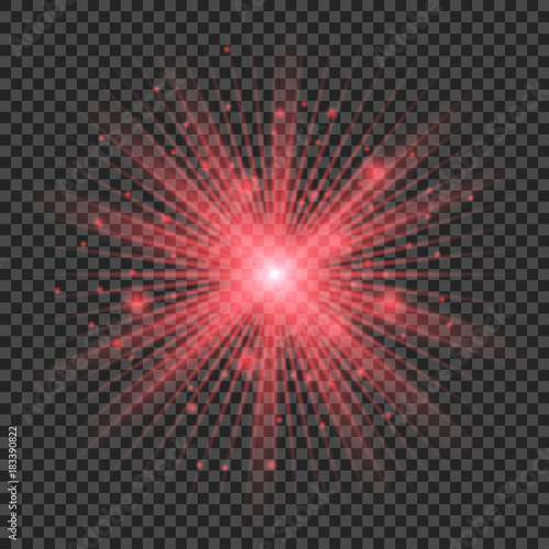 Shining vector golden sun with light effects. Flares and gleams rounded and hexagonal shapes, rainbow halo.