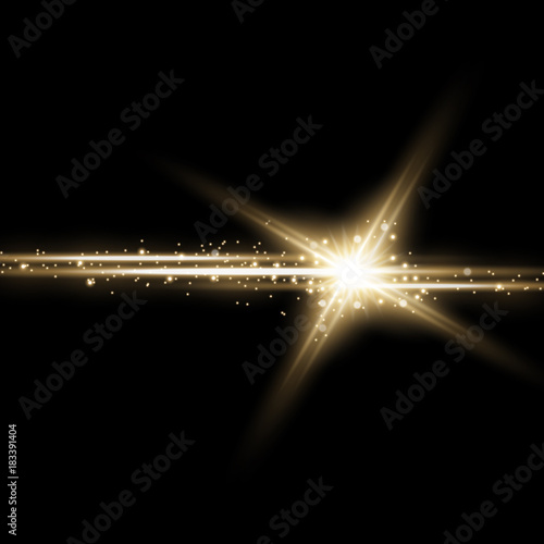 Shining star with a stardust, golden color