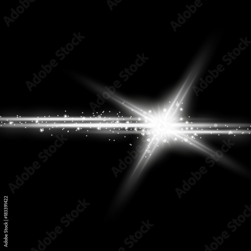Shining star with a stardust, white color