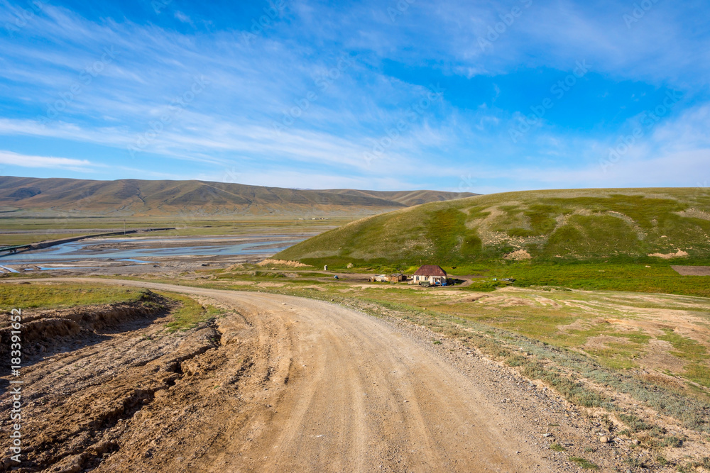 Road over Kyrgyz countryside