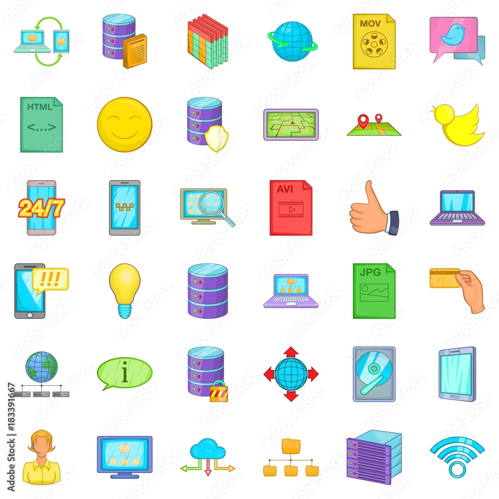 Seo icons set, cartoon style Seo icons set, cartoon style