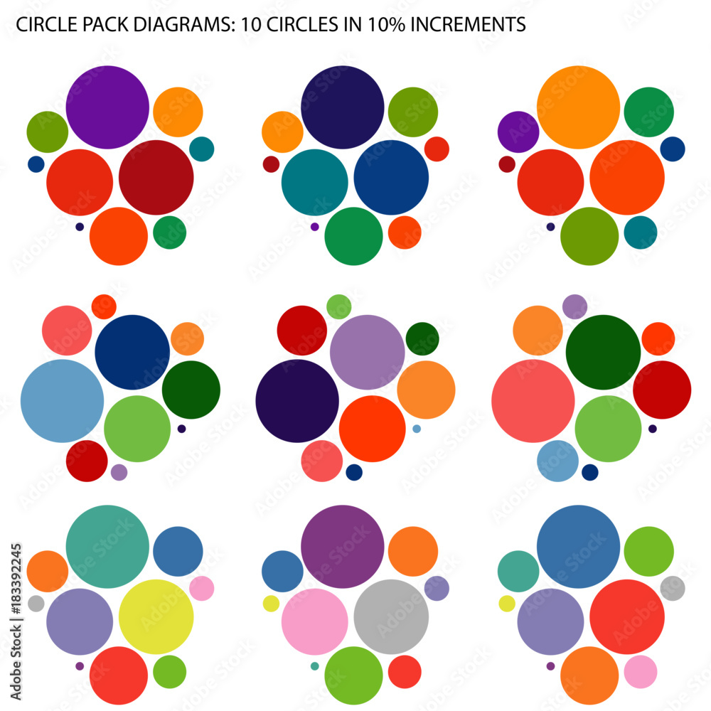 Circle Pack or Bubble Chart infographic - multicolor