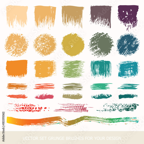 Painted grunge stripes set. Black labels, paint texture. Brush strokes vector. Colored belly labels. Background handmade design elements.