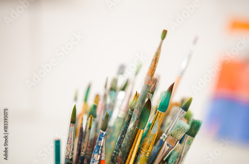 Set of watercolor brushes. Soft focus