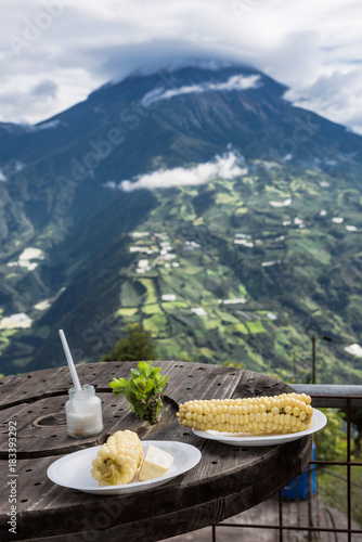 White corn with young cheese - typical food in the Andes © Kseniya Ragozina