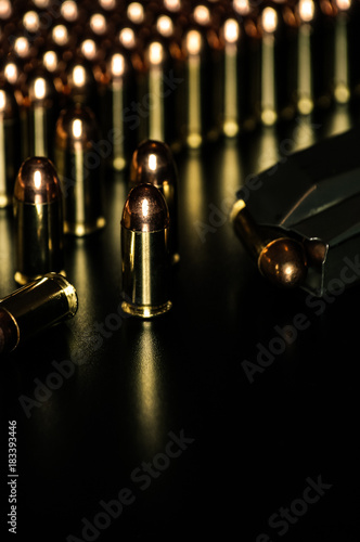 Pistol ammunition with the dark background