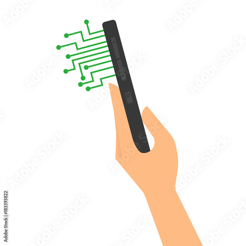 Smartphone in hand with microcirculation