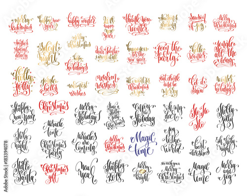set of 50 hand lettering inscription celebration quotes to winte