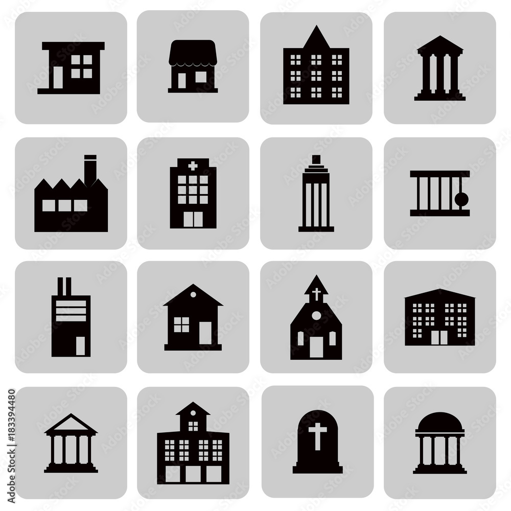 Buildings, real estate, house icons for web and mobile Flat design, vector illustration EPS10