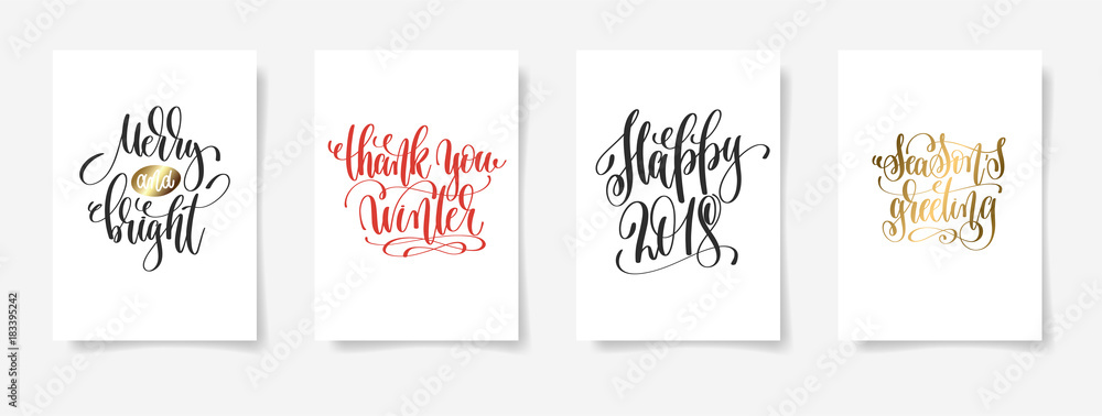 merry and bright, thank you winter, happy 2018, season's greetin merry and bright, thank you winter, happy 2018, season's greetin