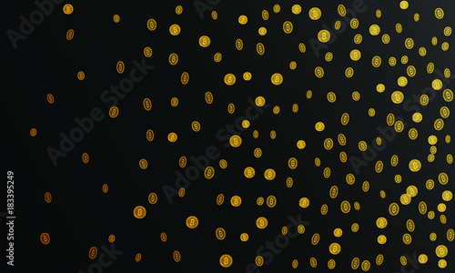Bitcoins security business background. Bitcoin crypto mining visualization. Business wallet background, security currency exchange, vector model. Crypto virtual payment finance. Gold money trading