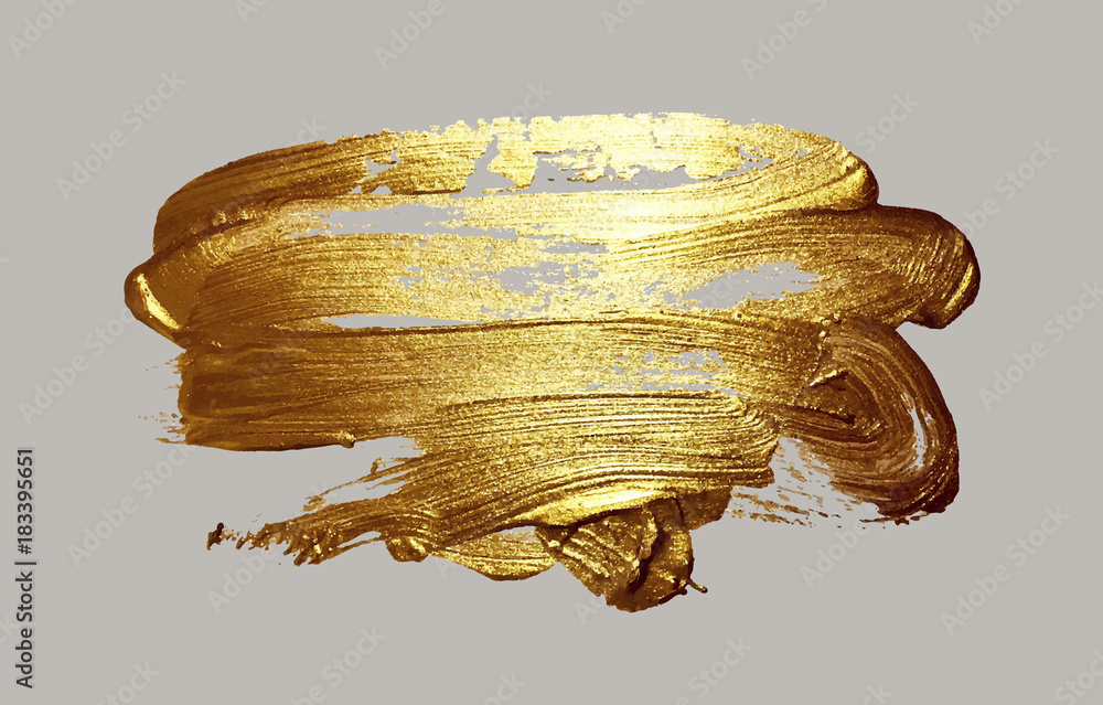 Naklejka premium realistic hand drawing golden brush stroke paint spot