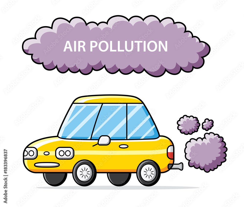Car with exhaust smoke clouds isolated, air pollution issue. Stock Vector |  Adobe Stock