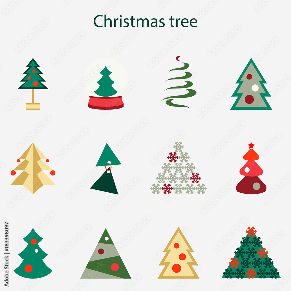 Vector illustration of different Christmas tree set Vector illustration of different Christmas tree set