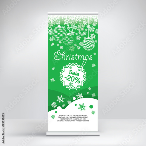 Promotional Christmas banner decoration, fashionable modern graphic style