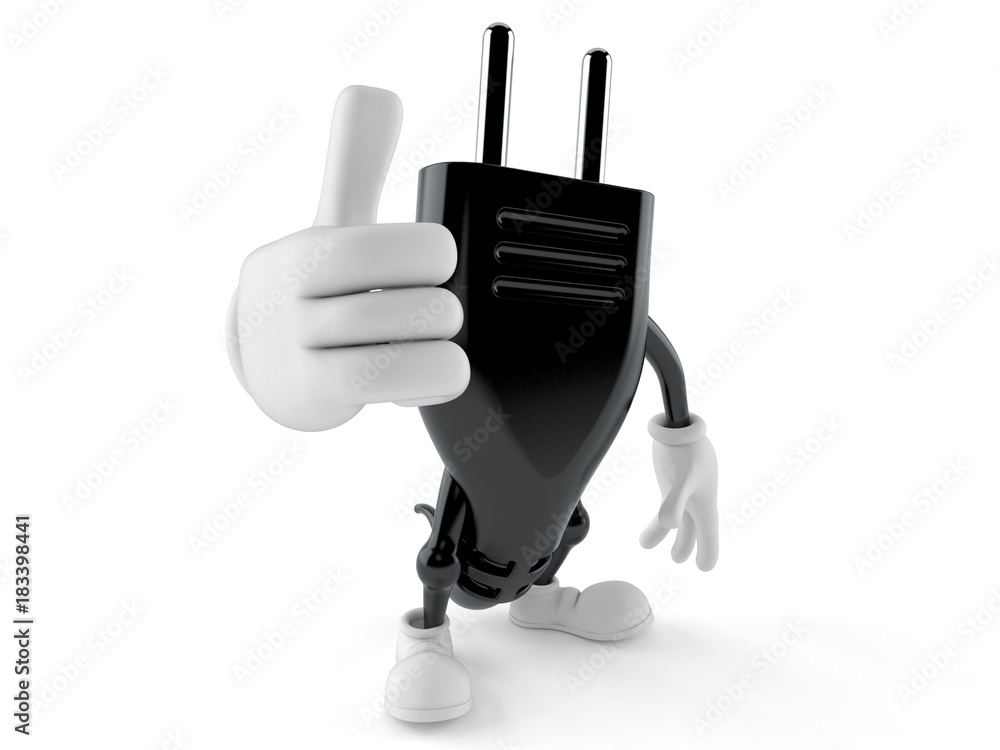 Obraz premium Electric plug character with thumbs up gesture