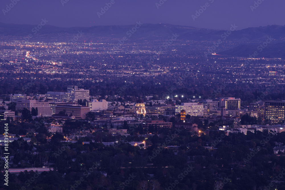 Image of the San Gabriel Valley in California showing the City of Pasadena in the foreground.