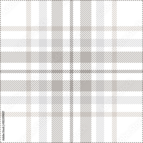 Seamless tartan plaid pattern. Traditional checker fabric print in shades of gray and white.