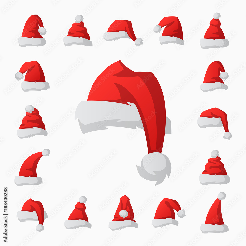 Santa claus fashion red hat modern elegance cap winter xmas holiday top clothes vector illustration. Santa claus fashion red hat modern elegance cap winter xmas holiday top clothes vector illustration.