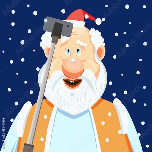 santa claus makes selfies