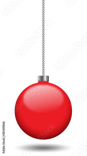 Palla natalizia rossa appesa