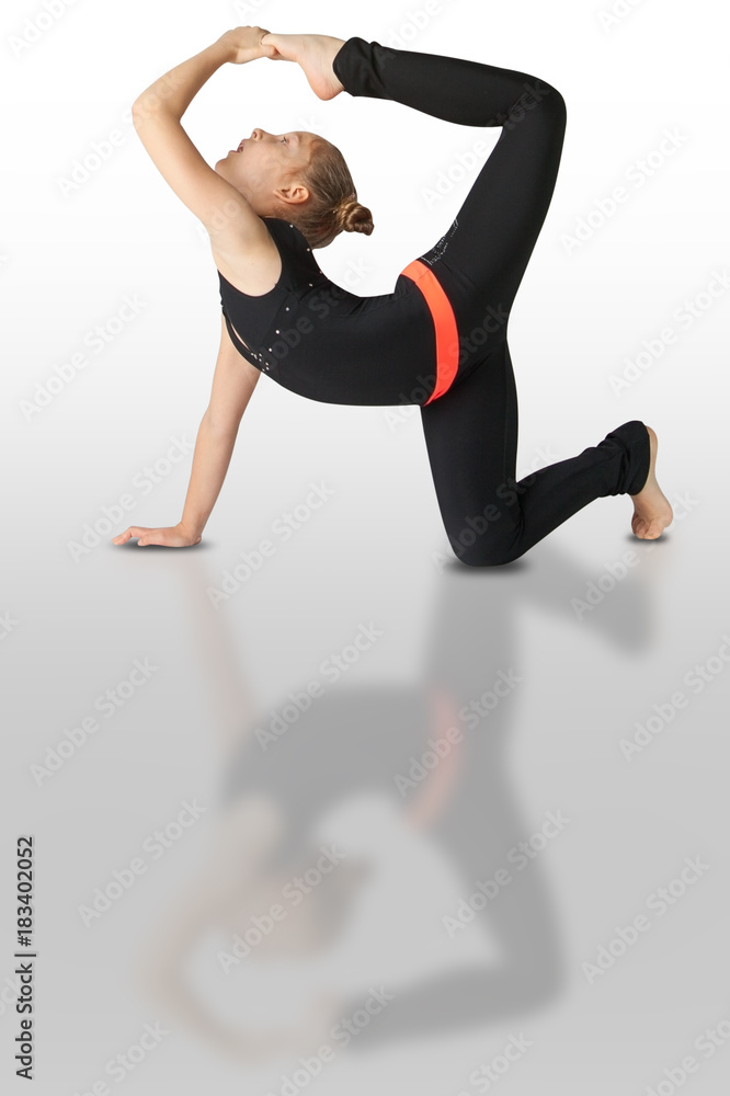 Obraz premium beautiful woman doing yoguna white background