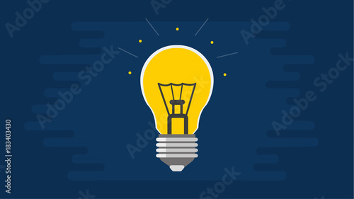 Light bulb on a blue background. Vector flat illustration. Concept idea for business