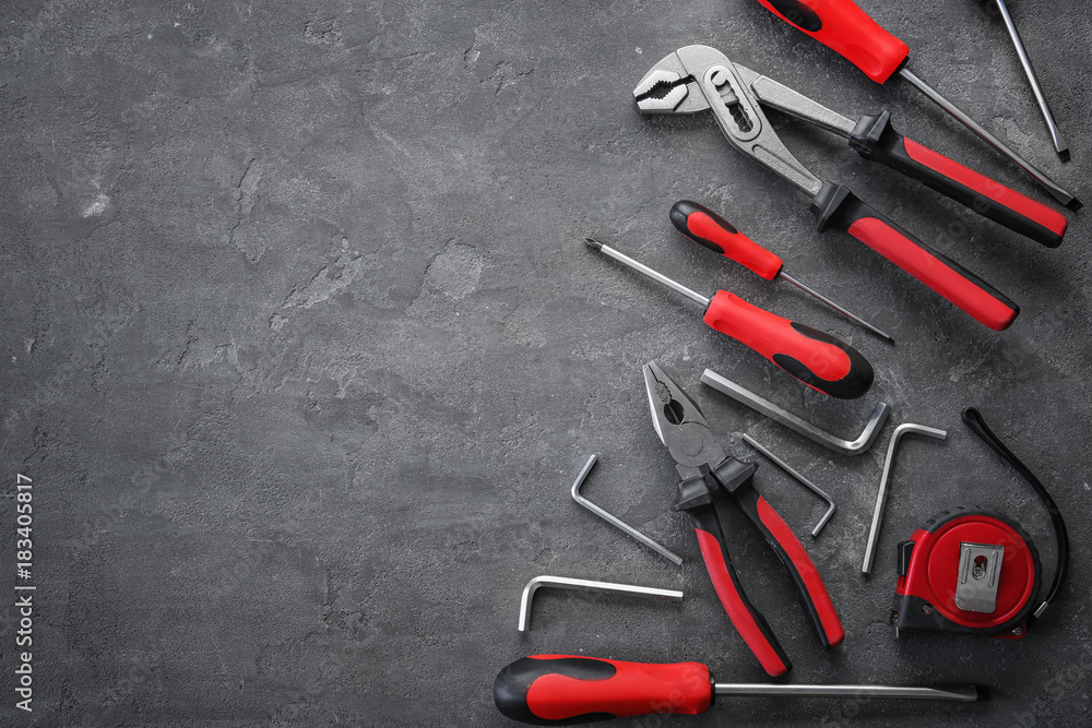 Set of tools on grunge background Set of tools on grunge background