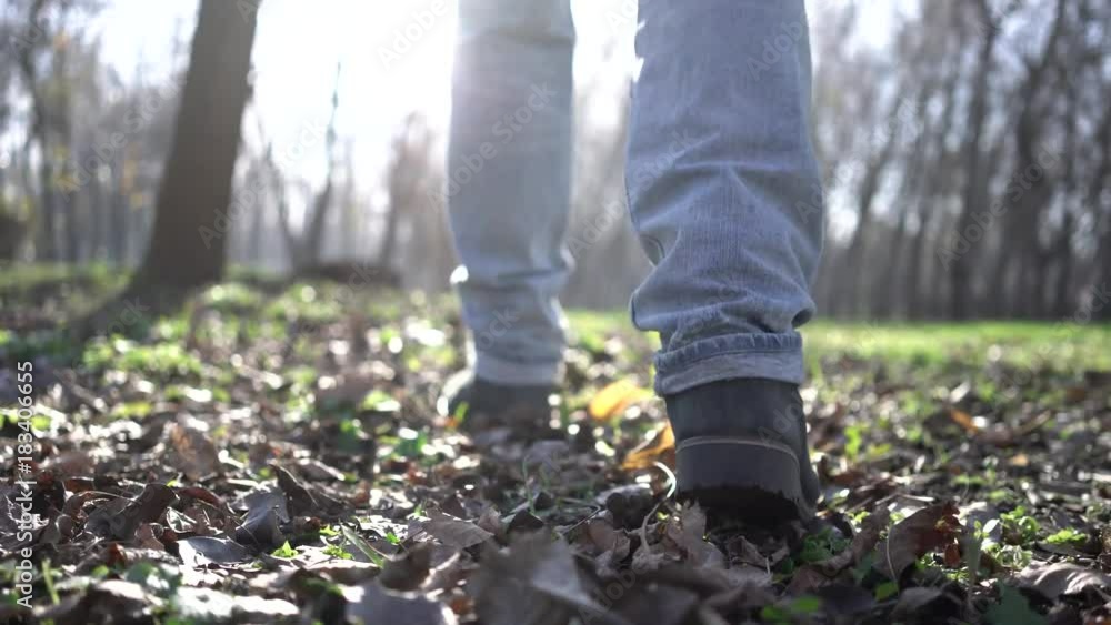 Old man walks along an autumn park on a sunny day. Old man walks along an autumn park on a sunny day.