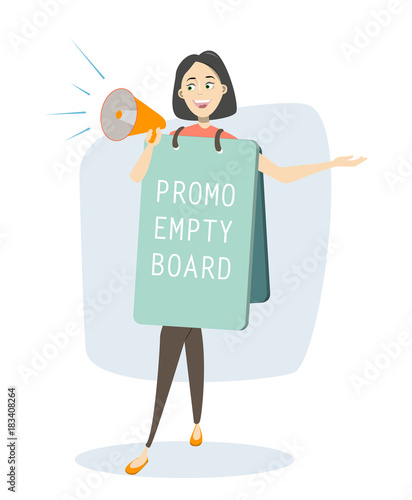 Woman with promotion board