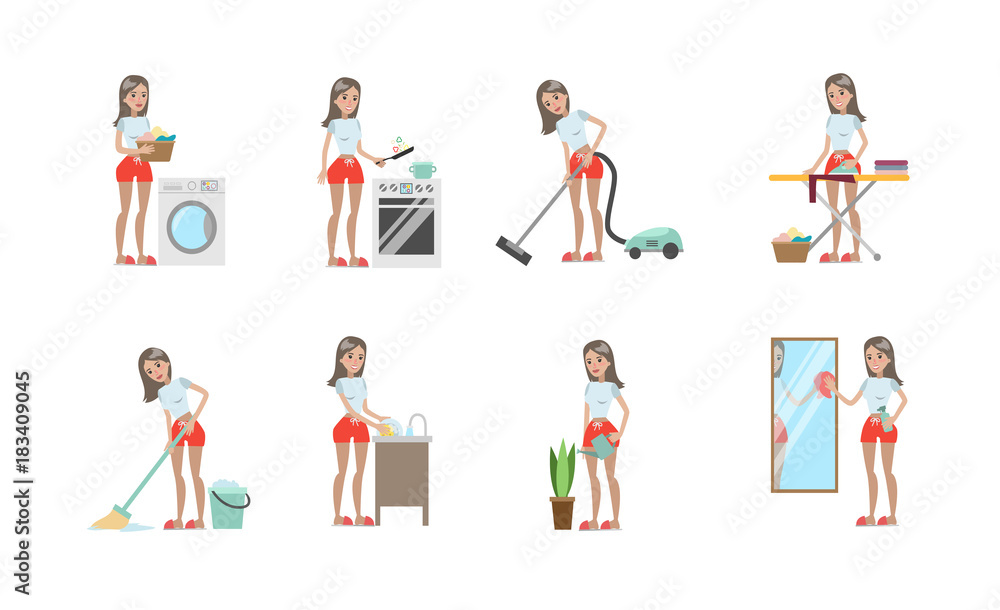 Cleaning activities set.