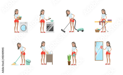 Cleaning activities set.