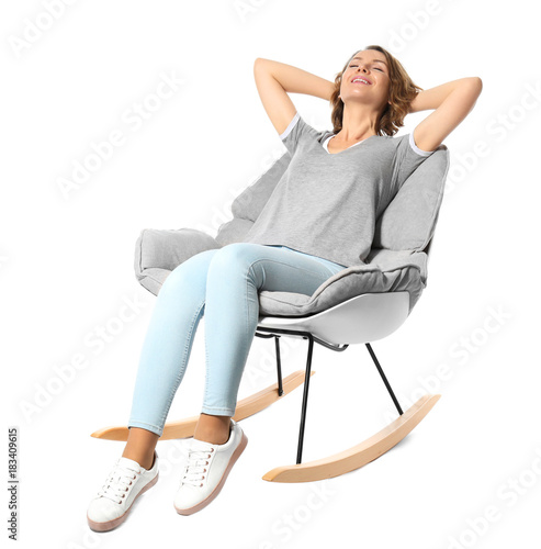 Happy young woman relaxing ...
