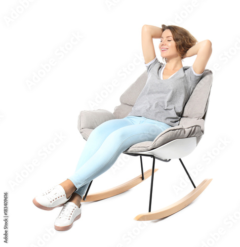 Happy young woman relaxing ...