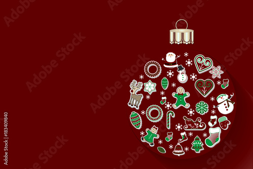 Greeting card with Christmas ornament, vector
