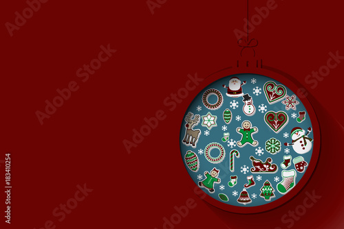 Greeting card with Christmas ornament, vector