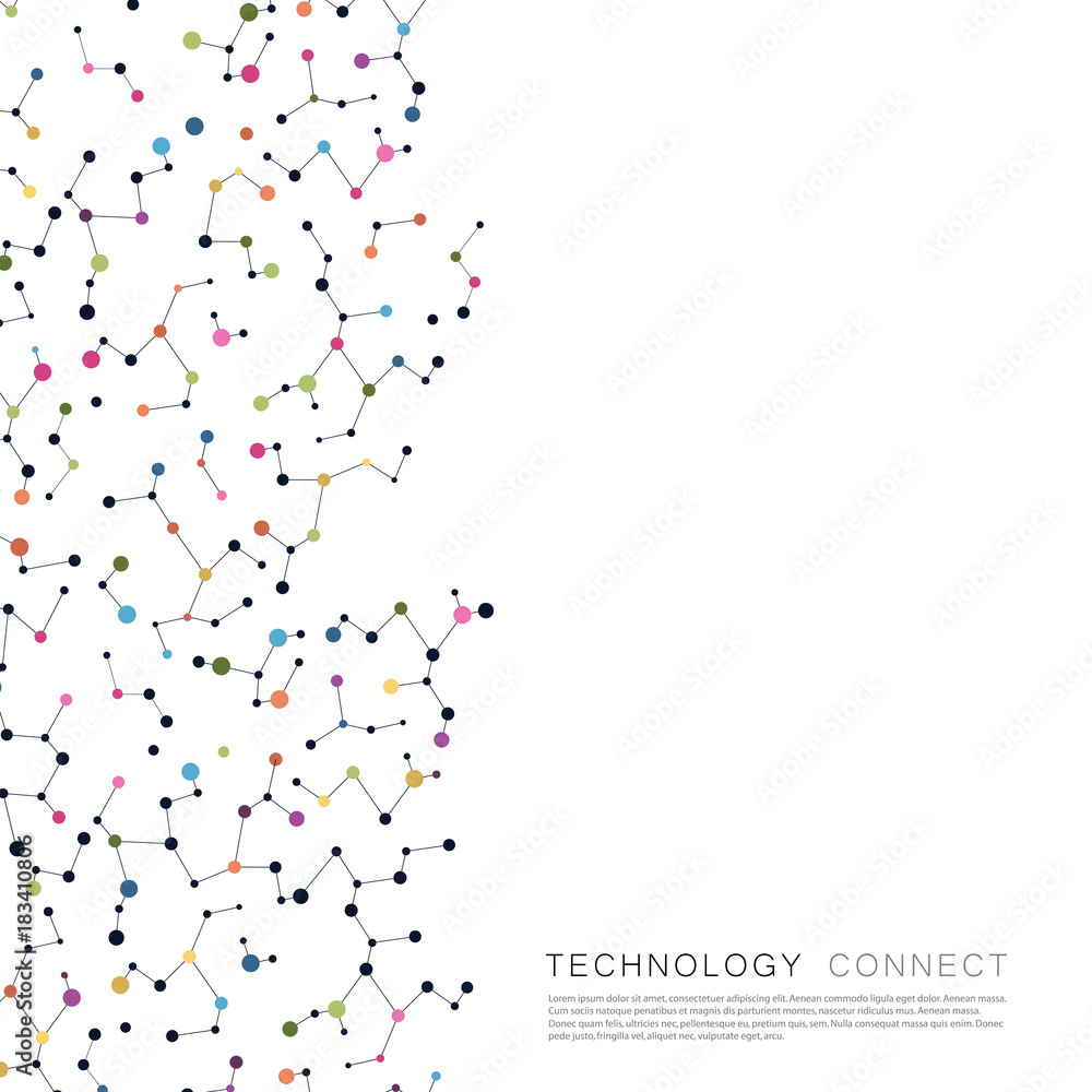 Colorful background with connection dots and lines. Graphic abstract structure
