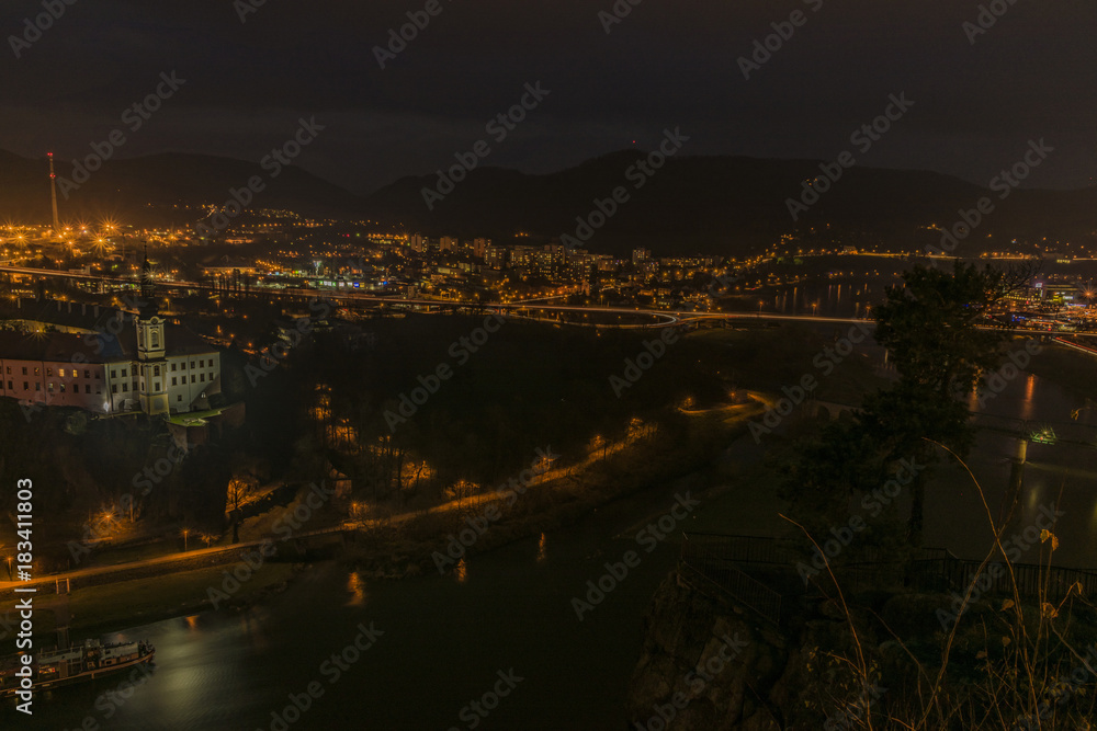 Night view for Decin city in north Bohemia