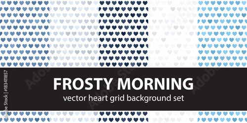 Heart pattern set Frosty Morning. Vector seamless backgrounds