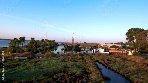 La Rabida, Palos de la Frontera en Huelva (Andalucia,España)  Cristobal Colon en el descubrimiento de América. Vuelo areo con Drone photo