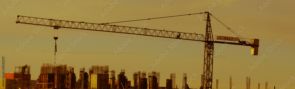 Crane in construction site 