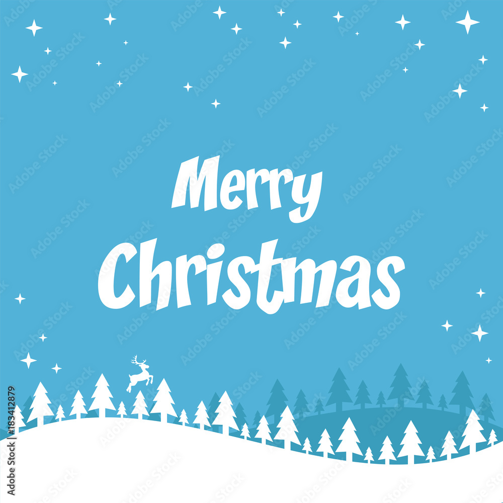 Merry Christmas Landscape. Vector illustration in flat style