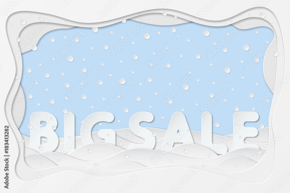 vector illustration of big sale lettering as layered paper cutting art design